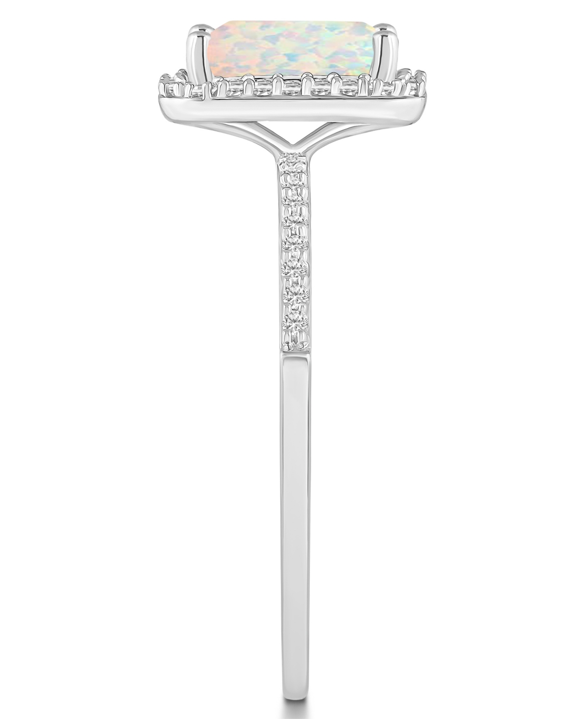 Lab-Grown(3/4 ct. t.w.) and Lab-Grown Sapphire (1/4 ct. t.w.) Halo Ring in 10K White Gold - Opal