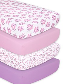 Floral 4 Pack Crib Fitted Sheet Set