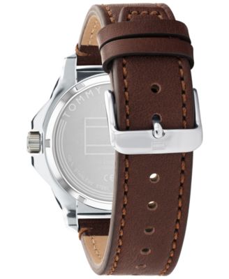 Men's Brown Leather Strap Watch 44mm