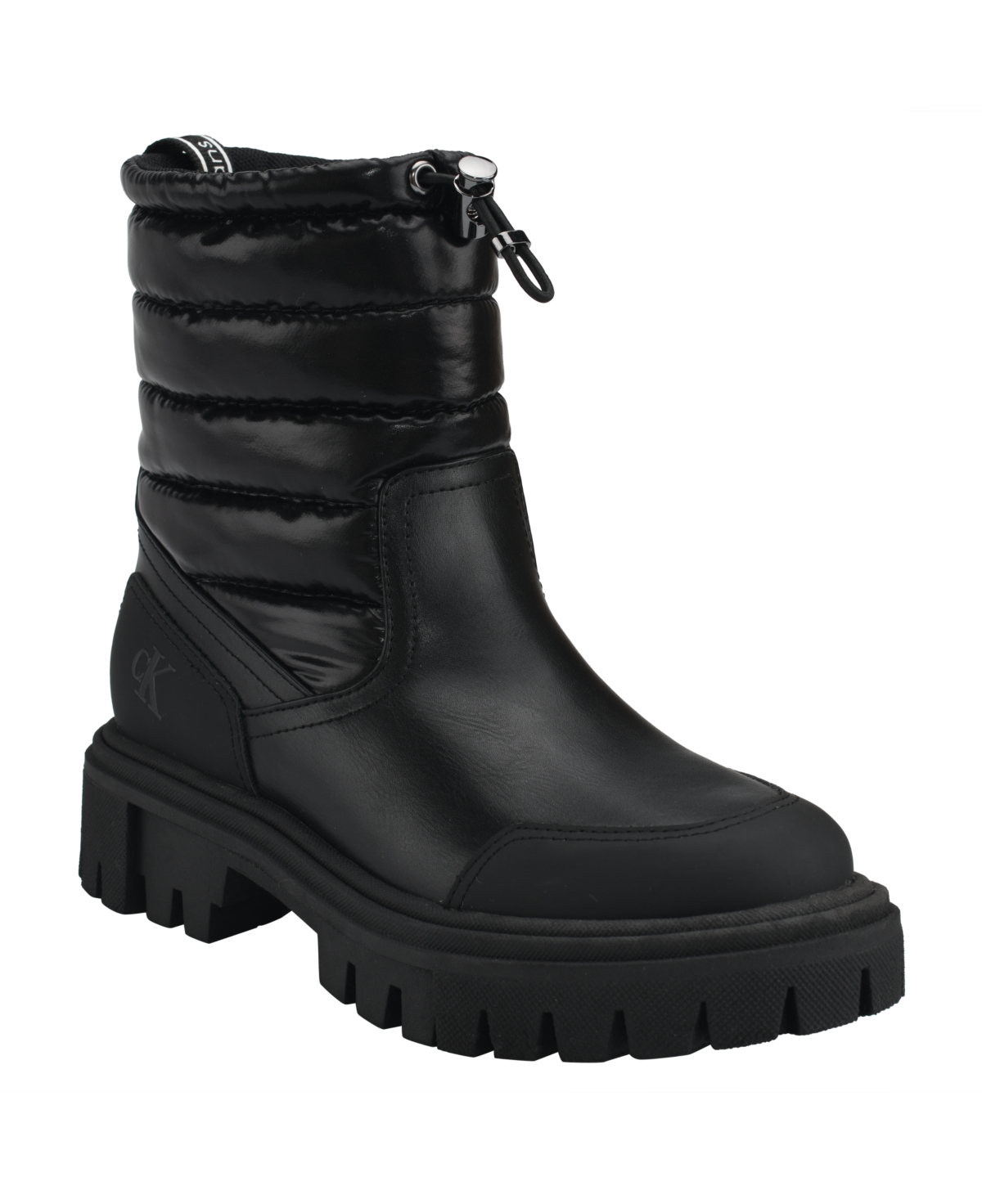 UPC 196496824821 product image for Calvin Klein Women's Relika Lug Sole Nylon Puffy Cold Weather Winter Booties Wom | upcitemdb.com