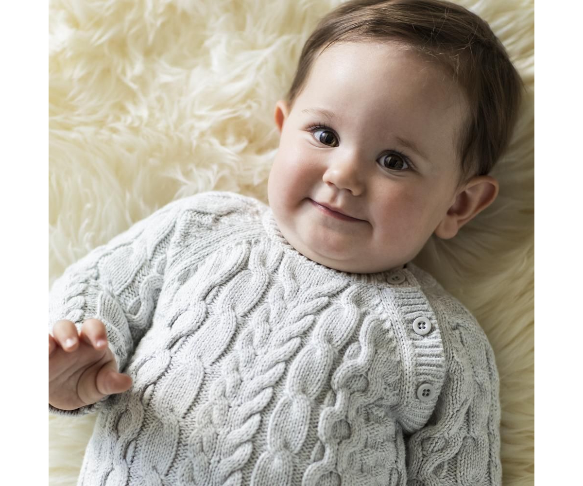 Hope & Henry Baby Boys Organic Cable Knit Sweater Romper