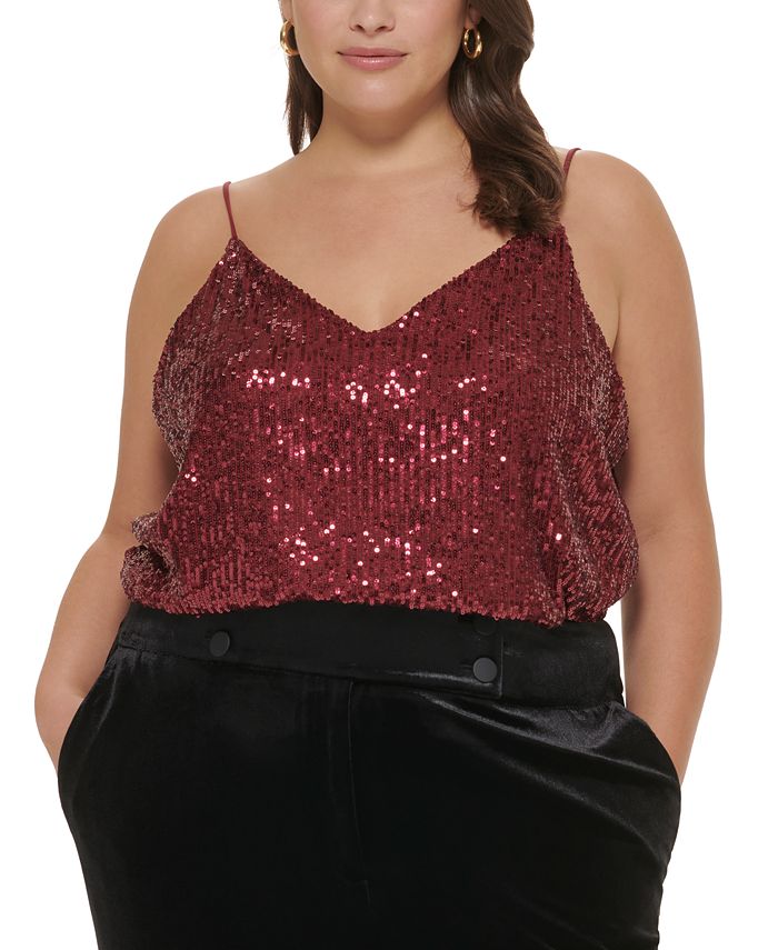 Calvin Klein Plus Size Sequined Strappy Camisole & Reviews - Tops - Women -  Macy's