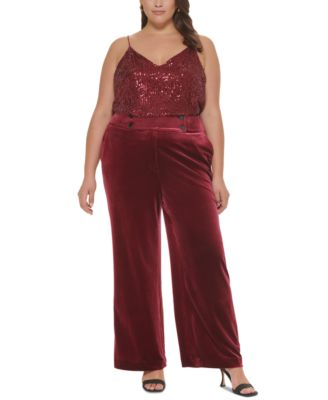 Calvin Klein Plus Size Velvet Wide-Leg Pants