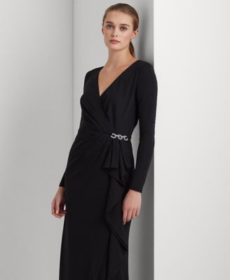 ralph lauren ruffle trim jersey gown