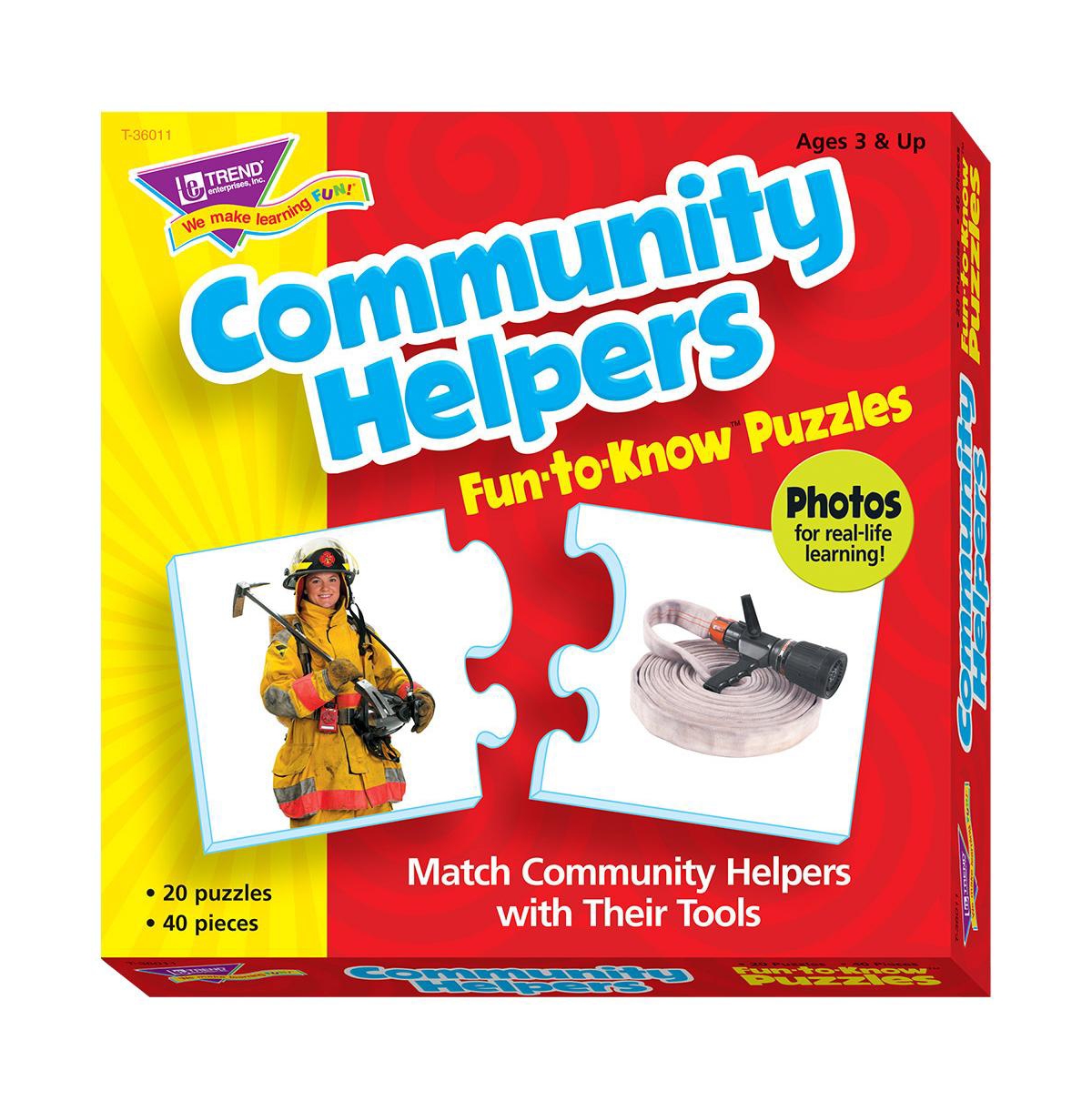 Trend Enterprises Community Helpers Fun-to-know Puzzle, Set Of 40 In Multi