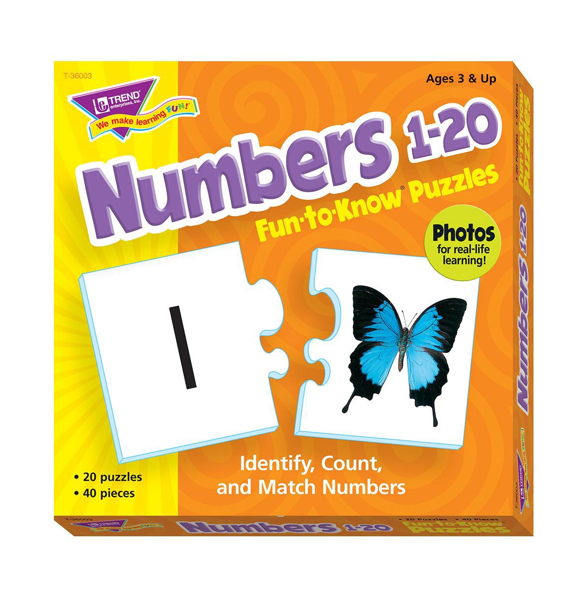 Trend Enterprises Kids' Fun-to-know Puzzles Numbers 1-20 Set, 40 Piece In Multi