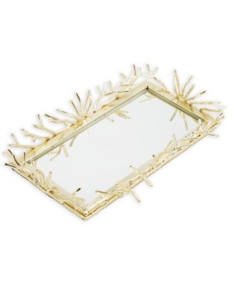 Rectangular Decorative Mirror Tray Design Border, 12" x 6"