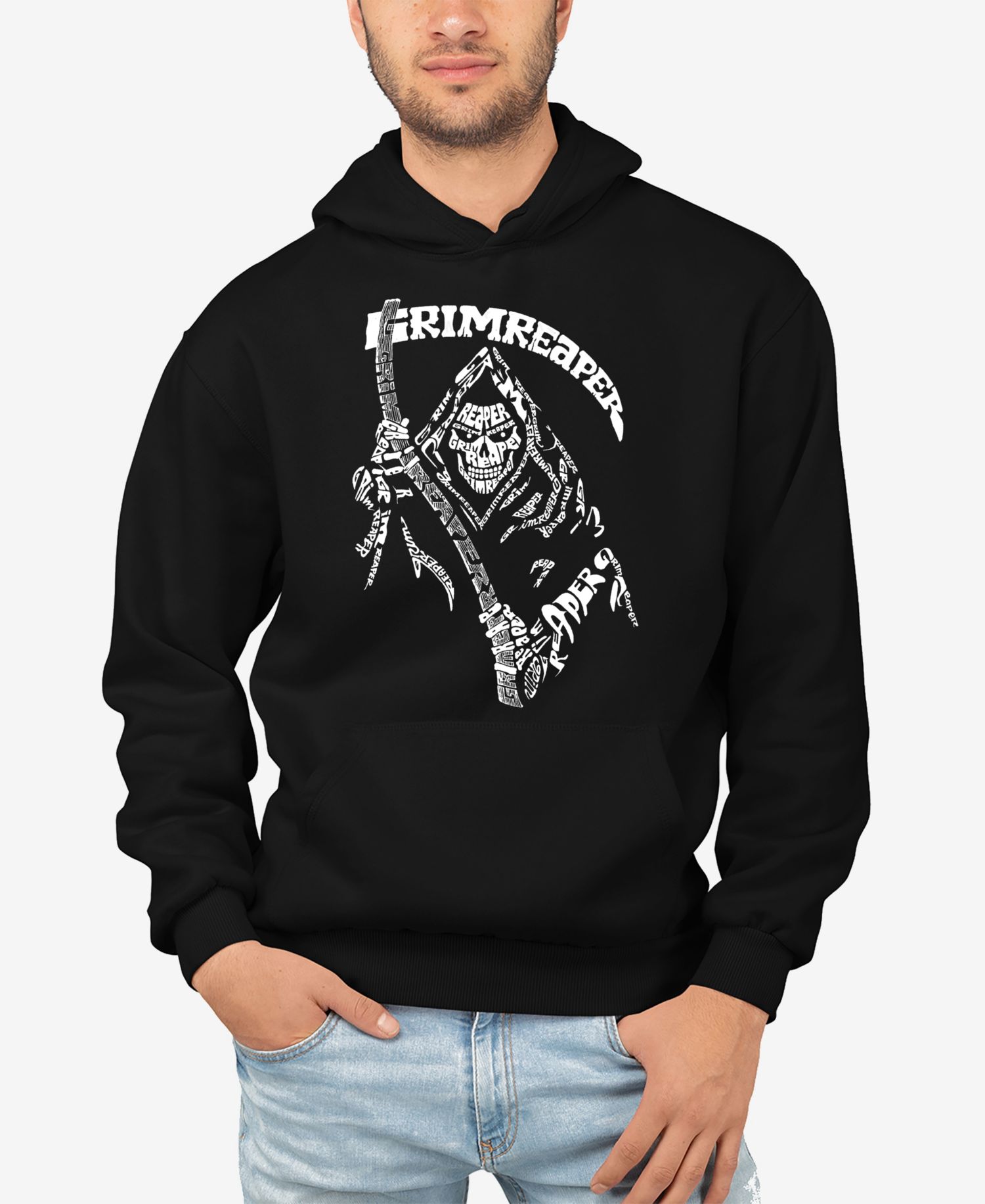 Men's Grim Reaper Word Art Hooded Sweatshirt