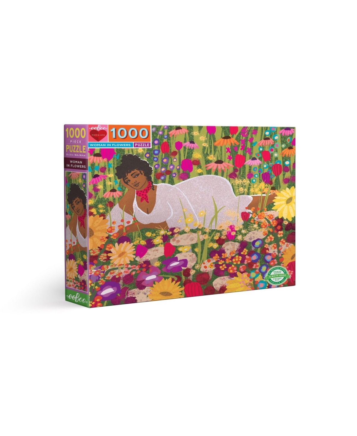 Eeboo Kids' Enchantmints Piece And Love Woman In Flowers 1000 Piece Jigsaw Puzzle Set, 23" X 23" In Multi