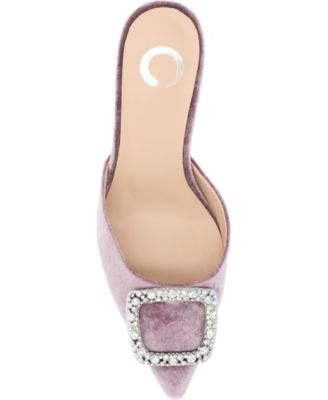 Women's Rishie Ornamented Kitten Heel Velvet Mules