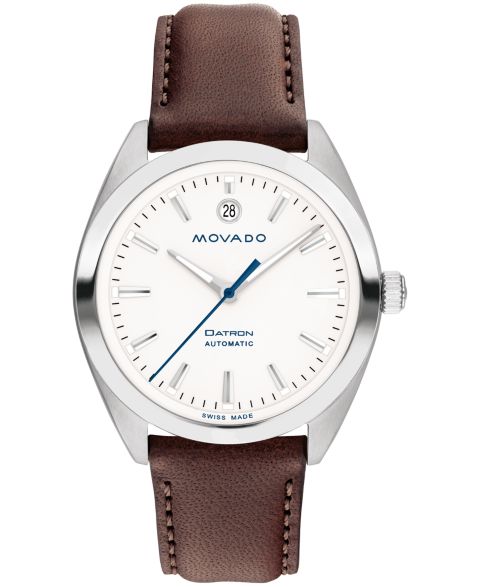 Мужские часы Movado Heritage Datron Swiss Automatic Chocolate Genuine Leather Strap Watch 40mm