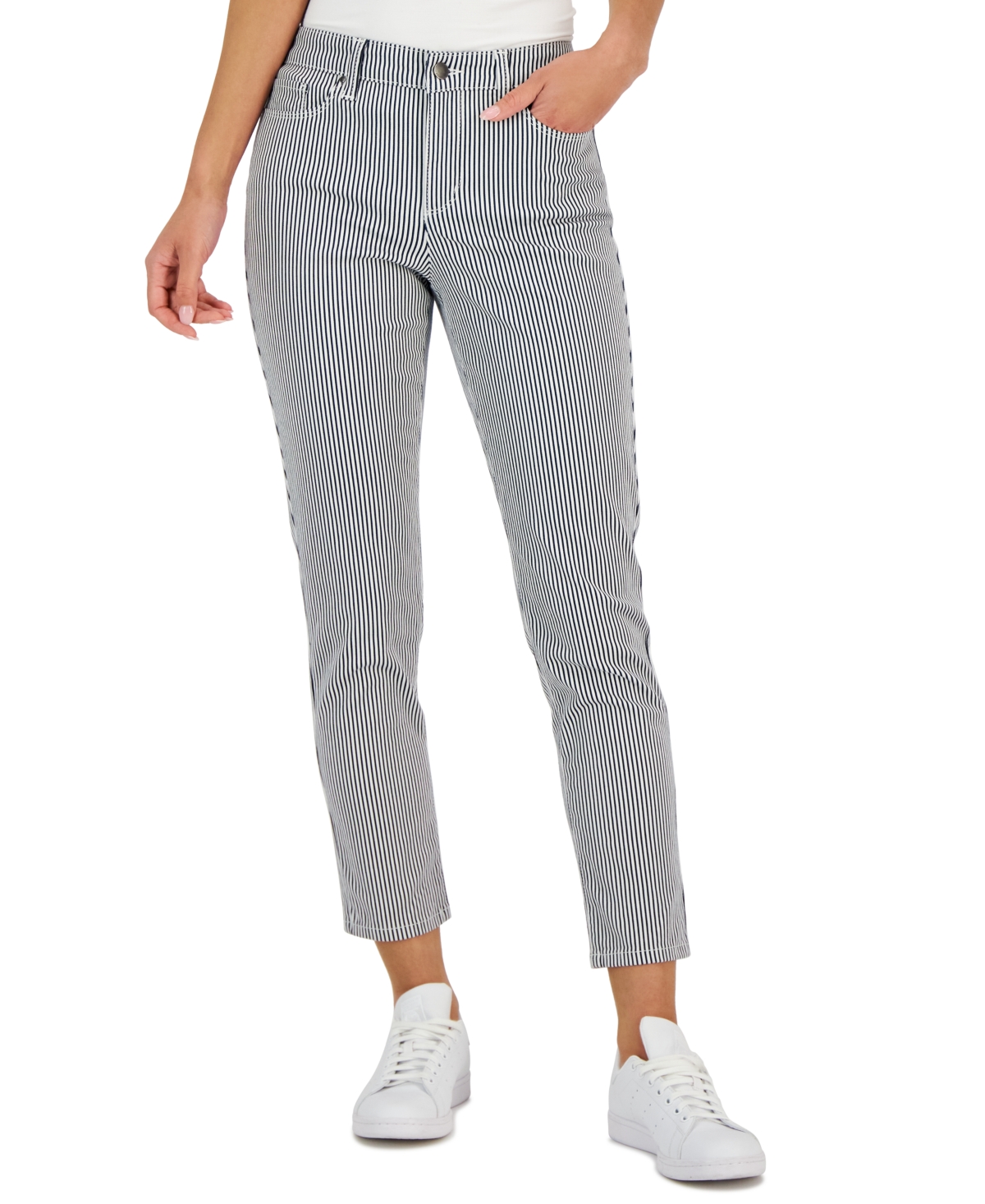  Charter Club Women's Striped Skinny Ankle Jeans, Created for Macy's