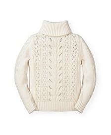 Girls' Fine Cable Turtleneck Sweater, Infant