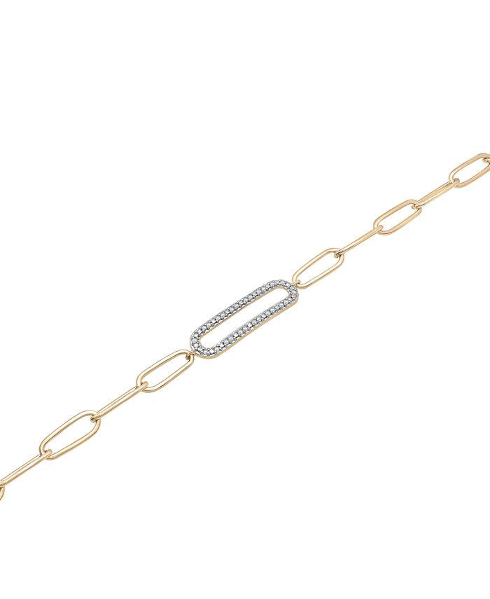 1/6 Ct. T.W. Diamond Star Dangle Charm Paper Clip Link Bracelet in Sterling Silver with 14K Gold Plate