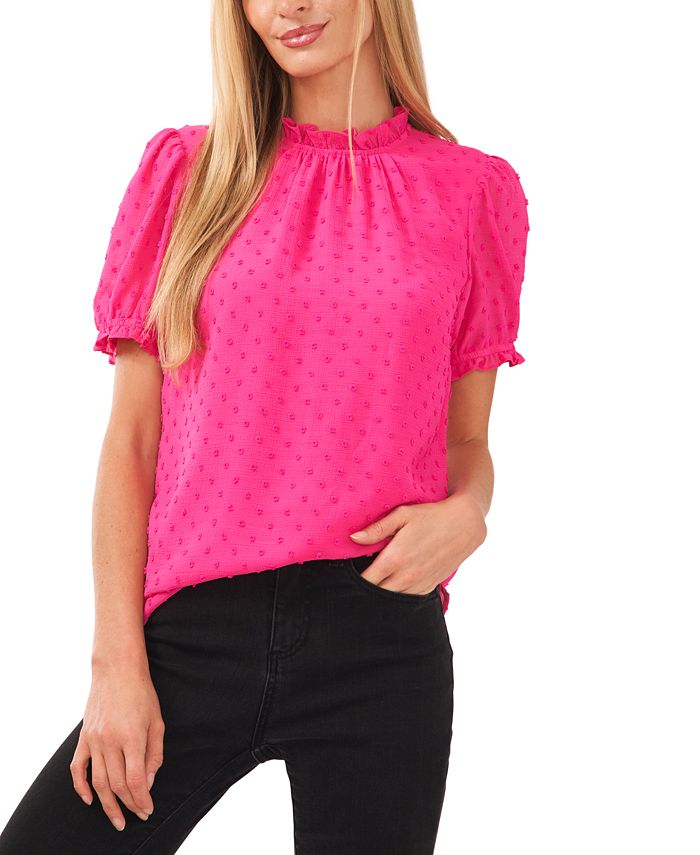 CeCe Women's Short Sleeve PuffSleeve ClipDot Blouse & Reviews Women