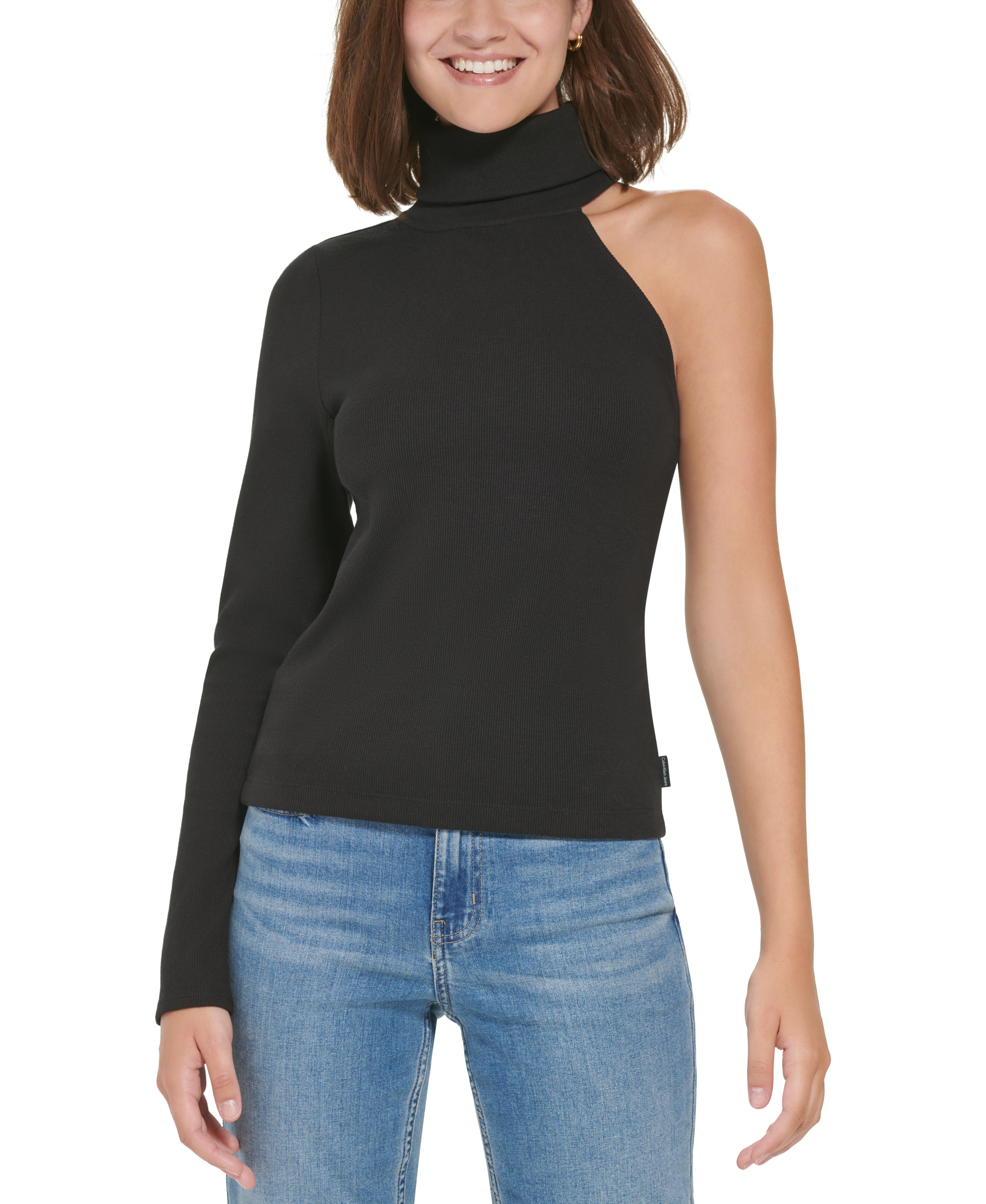 One shoulder turtleneck top hot sale