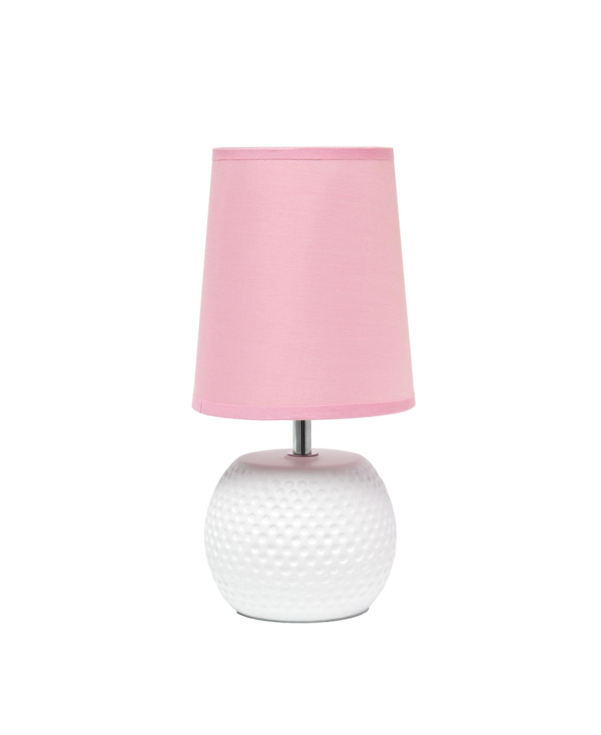 Simple Designs Studded Texture Table Lamp In White With Pink Shade
