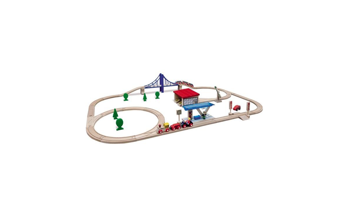 Simba Toys Kids' Eichhorn Large Wooden Train Play Set, 58 Piece In Multi
