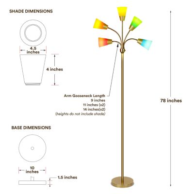 Medusa Modern 78" LED 5-Light Floor Lamp with Interchangeable Shades