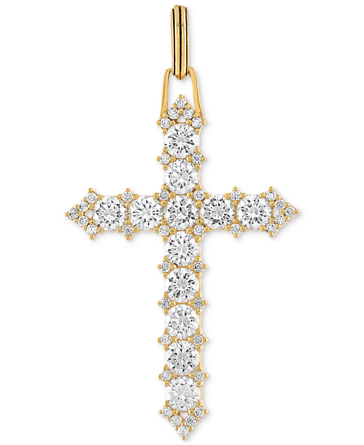 Cubic Zirconia Cross Pendant in 14k Gold-Plated Sterling Silver, Created for Macy's - Gold Over Silver