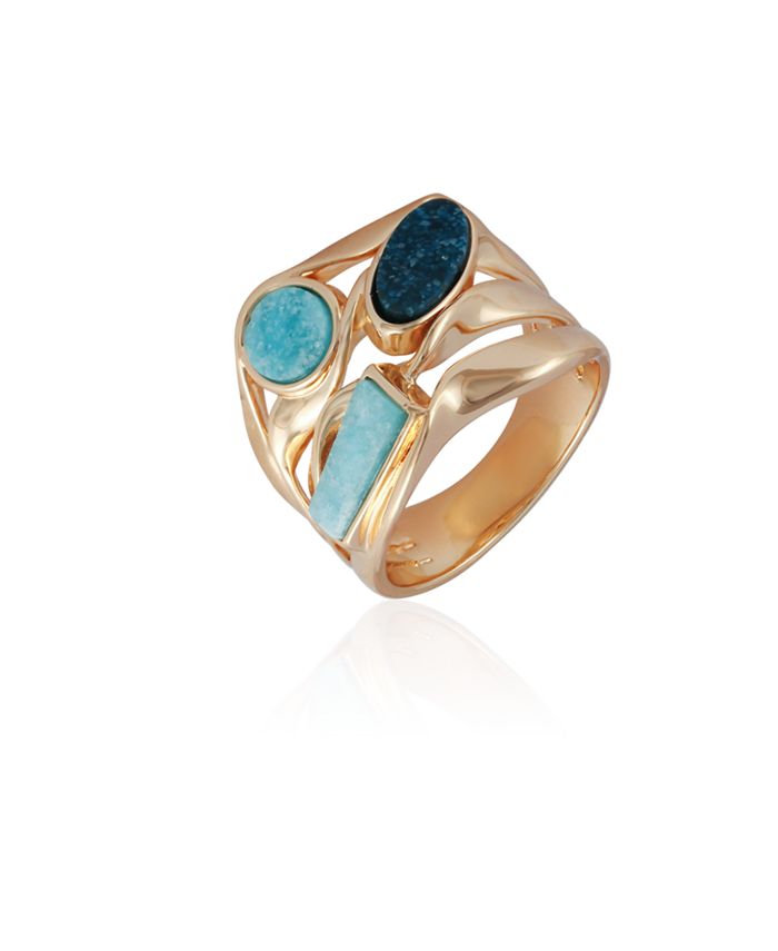 Vince Camuto 14K Gold-Plated and Blue Statement Ring - Macy's