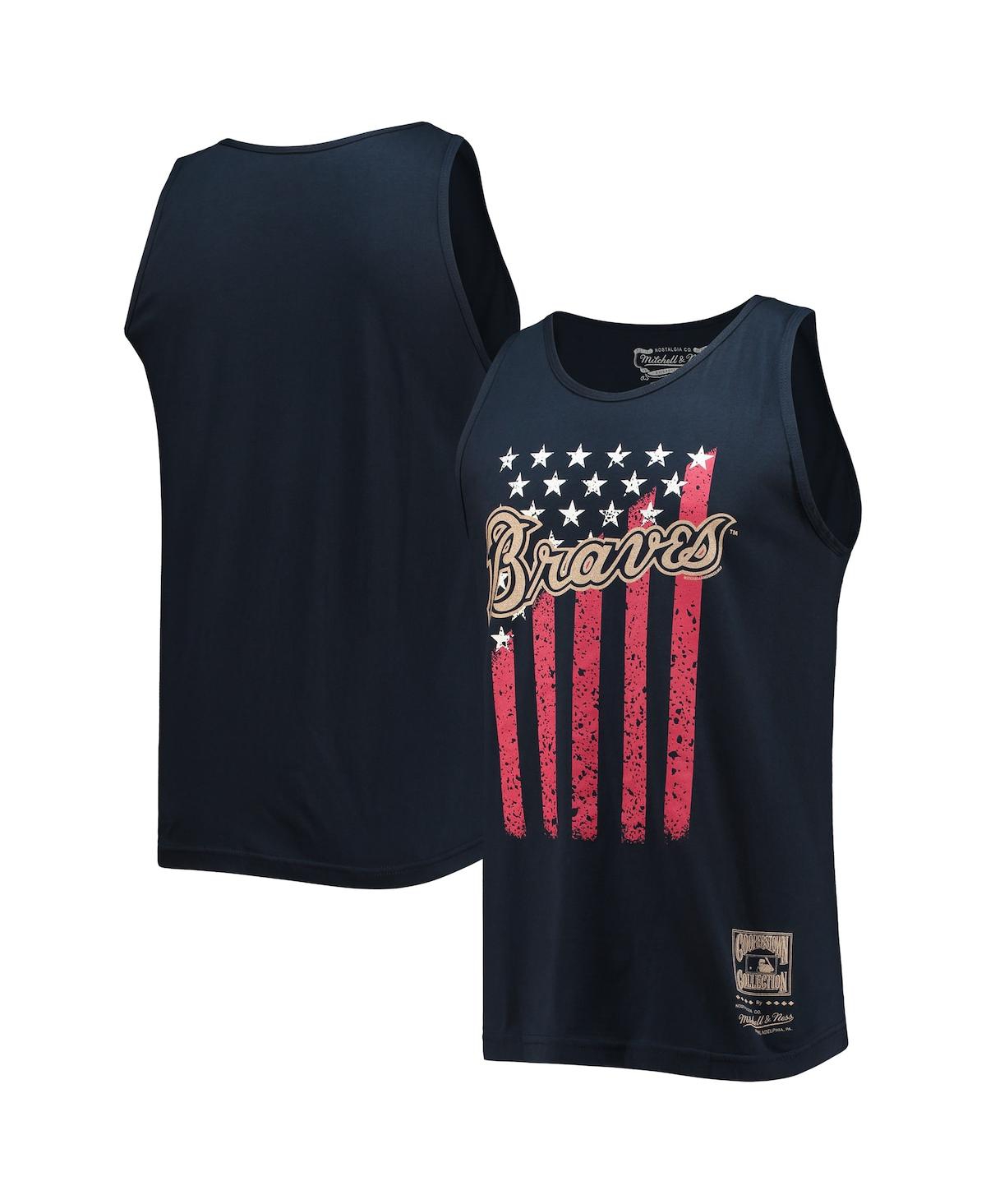Mitchell & Ness Men's  Navy Atlanta Braves Cooperstown Collection Stars And Stripes Tank Top