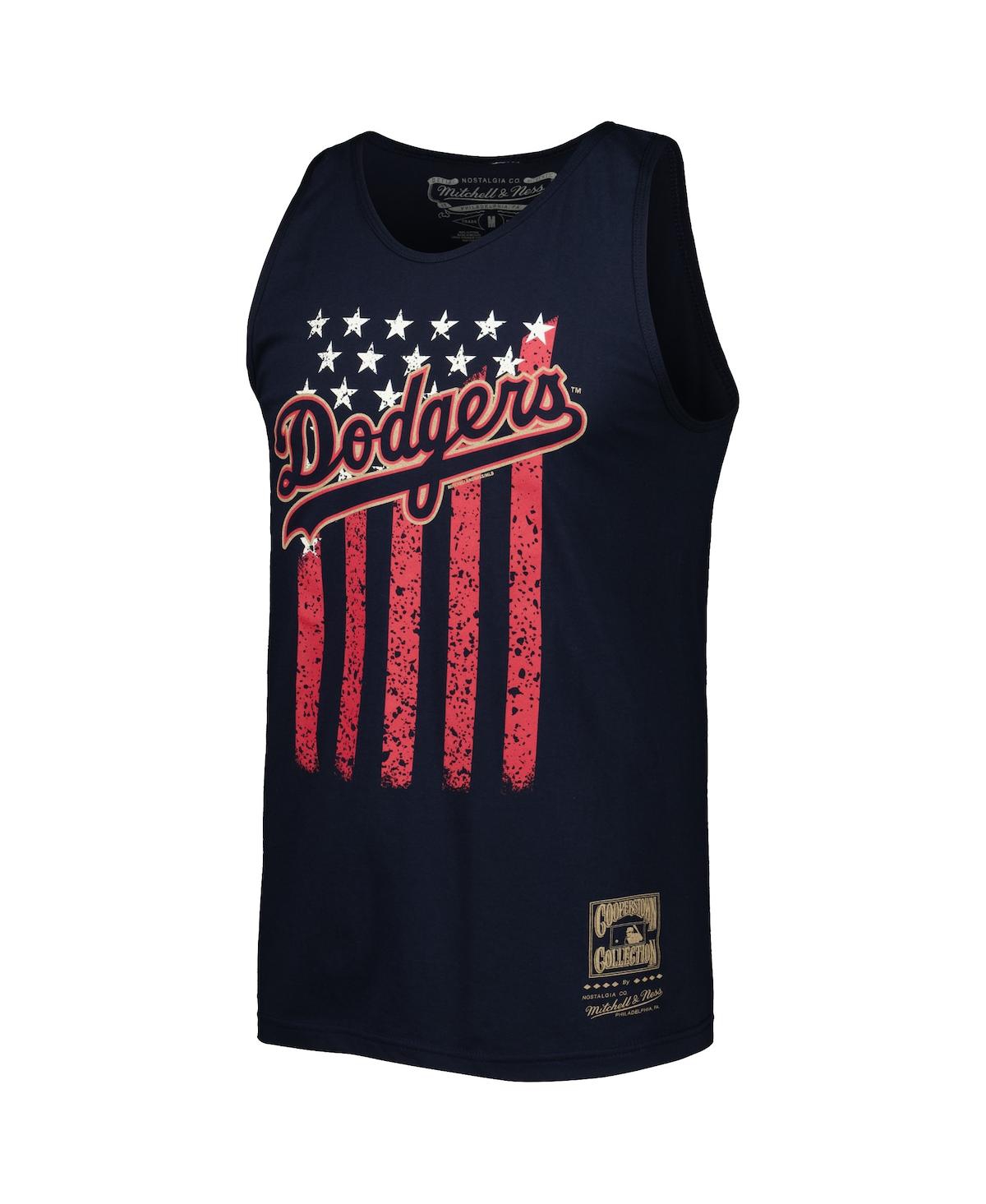 Shop Mitchell & Ness Men's  Navy Los Angeles Dodgers Cooperstown Collection Stars And Stripes Tank Top