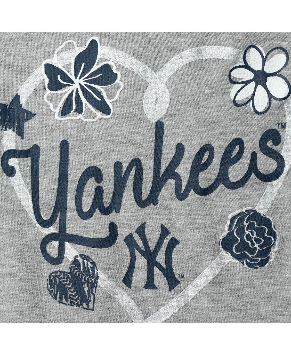 Outerstuff Girls Newborn And Infant Navy, White, Heathered Gray New York Yankees 3-pack Batter Up Bodysuit Set In Navy,white,gray