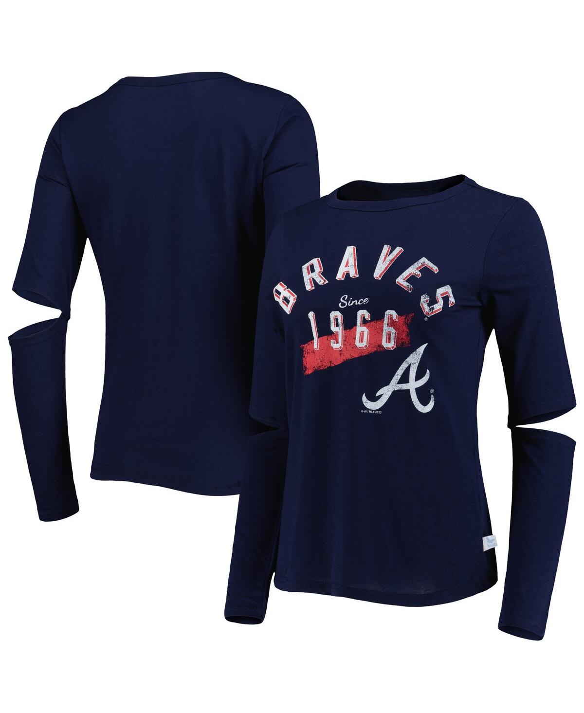 Women's Touch Navy Atlanta Braves Formation Long Sleeve T-shirt - Navy