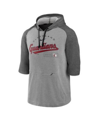 Men's Heathered Charcoal, Heathered Gray Cleveland Guardians Team Modern Arch 3/4 Sleeve Pullover Hoodie