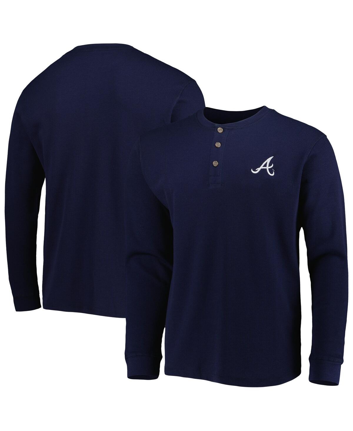 DUNBROOKE MEN'S DUNBROOKE ATLANTA BRAVES NAVY MAVERICK LONG SLEEVE T-SHIRT 