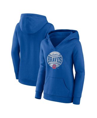 Women's Royal Atlanta Braves Slider Crossover V-neck Pullover Hoodie