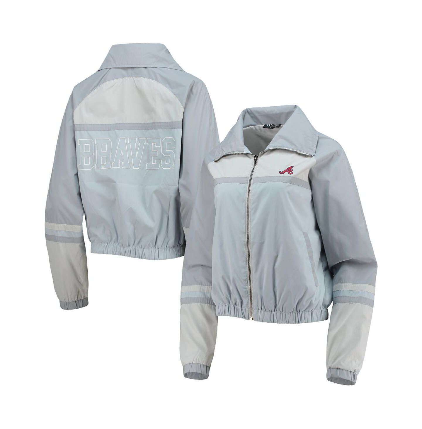 Женская куртка The Wild Collective Light Blue Atlanta Braves Colorblock Track Raglan Full-Zip — фото 1
