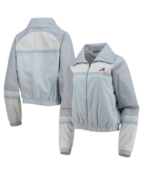Женские куртки The Wild Collective Women's Light Blue Atlanta Braves Colorblock Track Raglan Full-Zip Jacket
