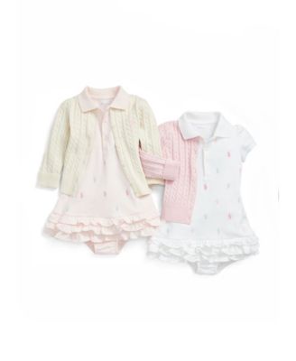 Baby Girls Ruffled Pony Printed Polo Dress