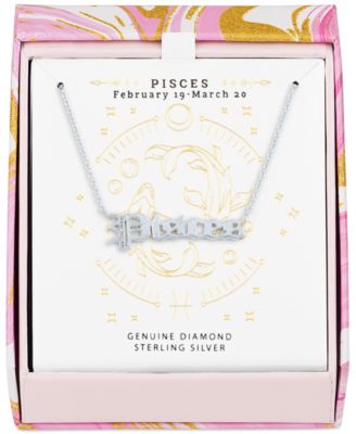 Diamond Accent Zodiac Name 18" Pendant Necklace in Sterling Silver or 14k Gold-Plated Sterling Silver