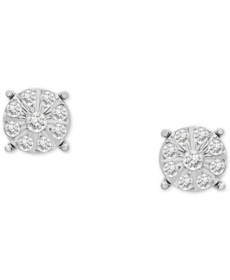 Diamond Cluster Stud Earrings (1/5 ct. t.w.) in Sterling Silver