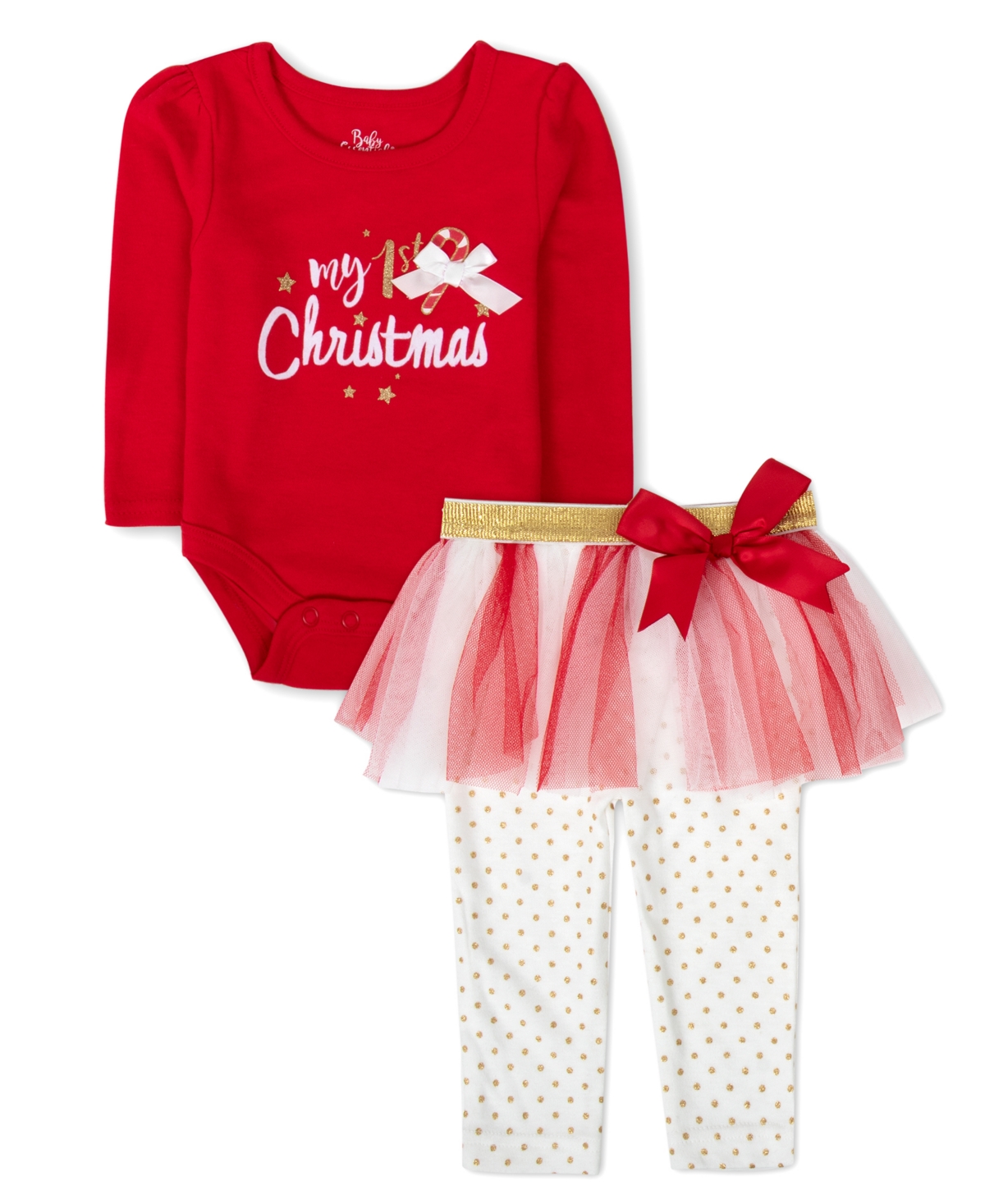 Baby Essentials Baby Girls My 1st Christmas Skegging And Bodysuit, 2 Piece Set In Red