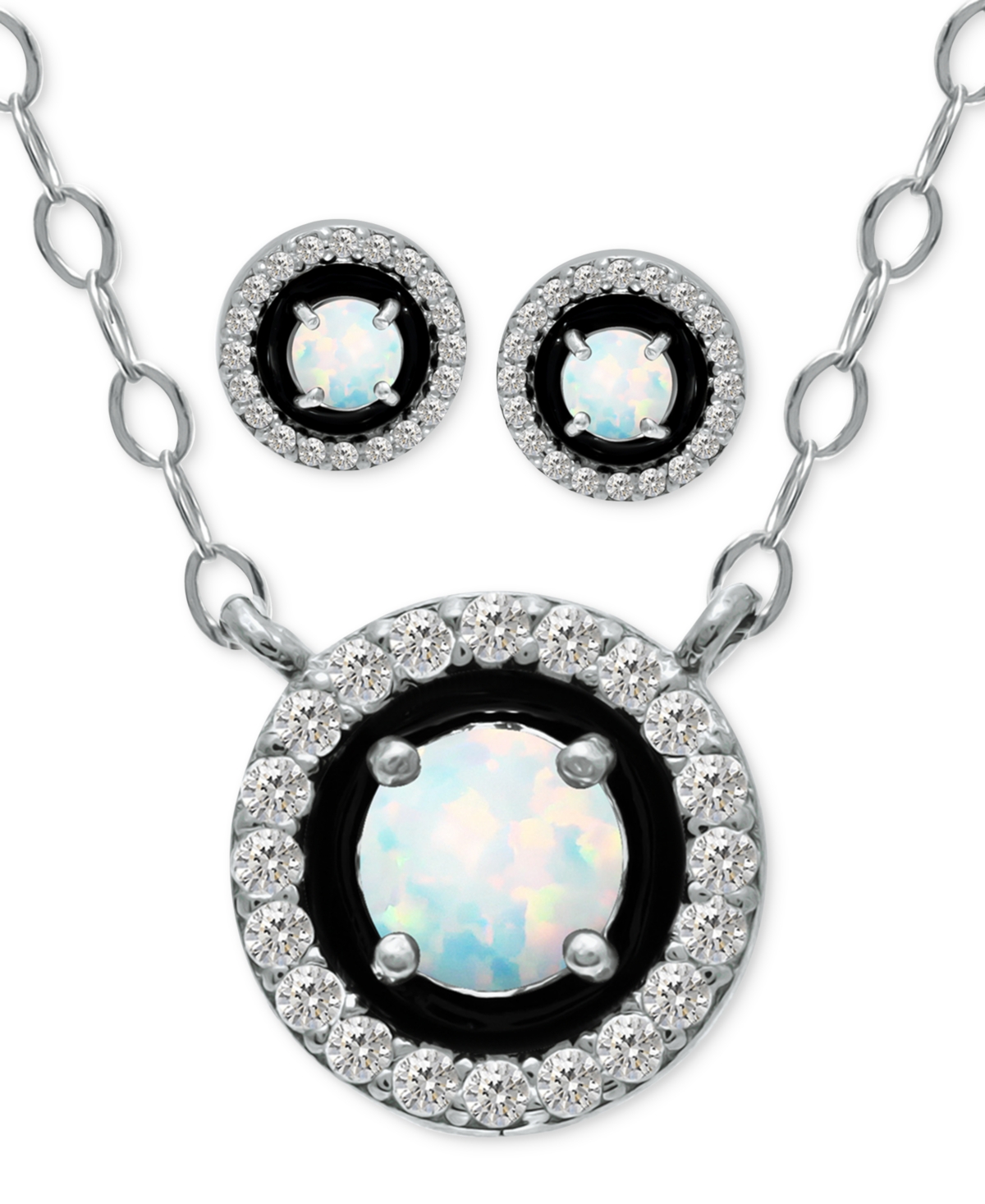 Giani Bernini 2-Pc. Set Blue Topaz, Cubic Zirconia & Enamel Pendant Necklace & Matching Stud Earrings (Also in Amethyst, Lab-Created Ruby, & Lab-Creat