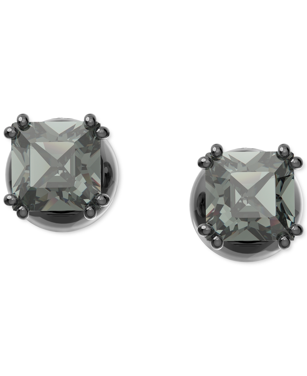 Shop Swarovski Black-tone Millenia Crystal Stud Earrings In Grey