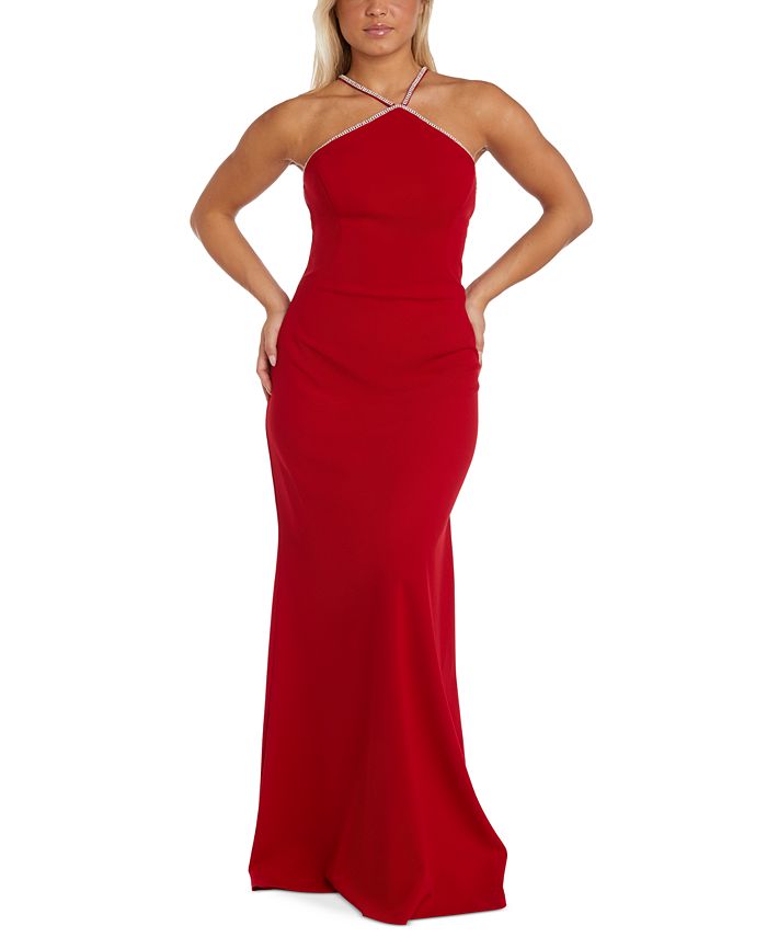 Macys nightway 2025 lace halter gown