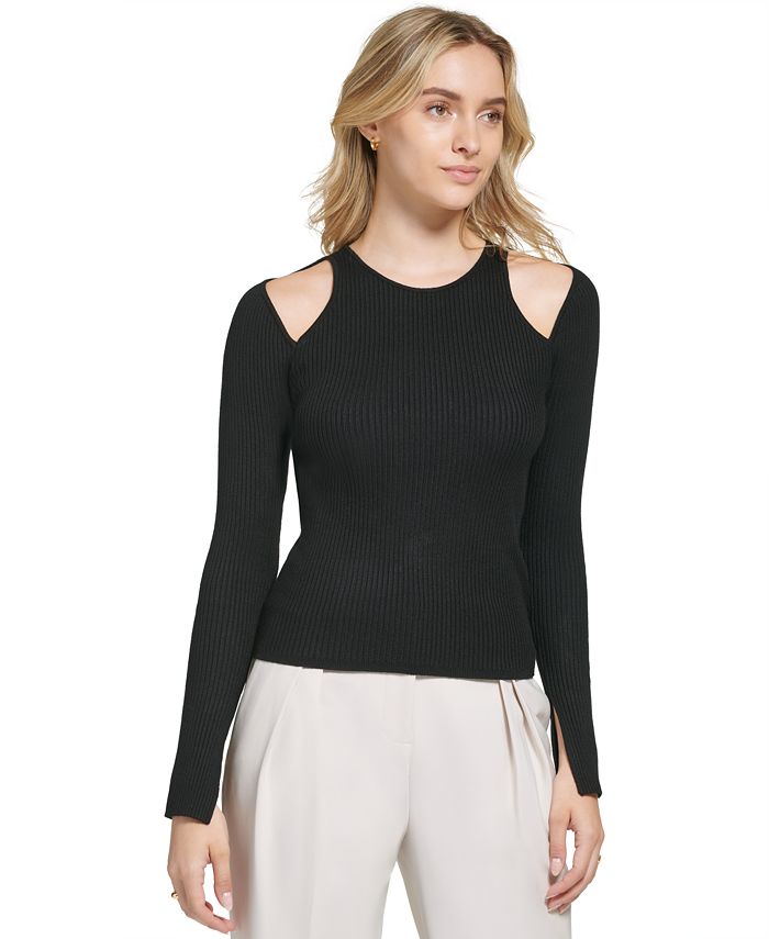 Calvin Klein Women's X-Fit Long Sleeve Cutout Sweater - Macy's