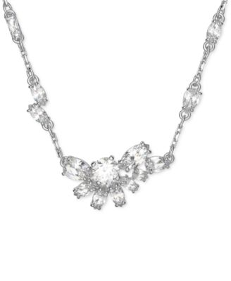 Swarovski - Silver-Tone Gema Crystal Pendant Necklace, 14-1/8" + 2" extender