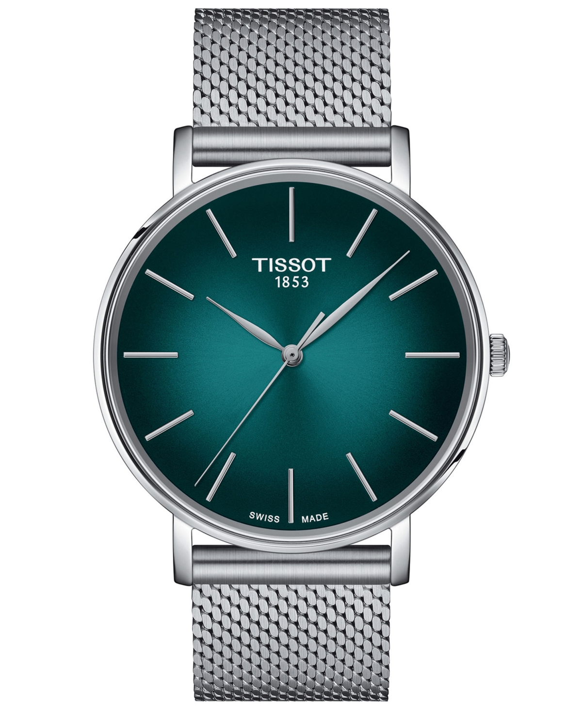 Tissot Men's Swiss Everytime Stainless Steel Mesh Bracelet Watch 40mm In Grey