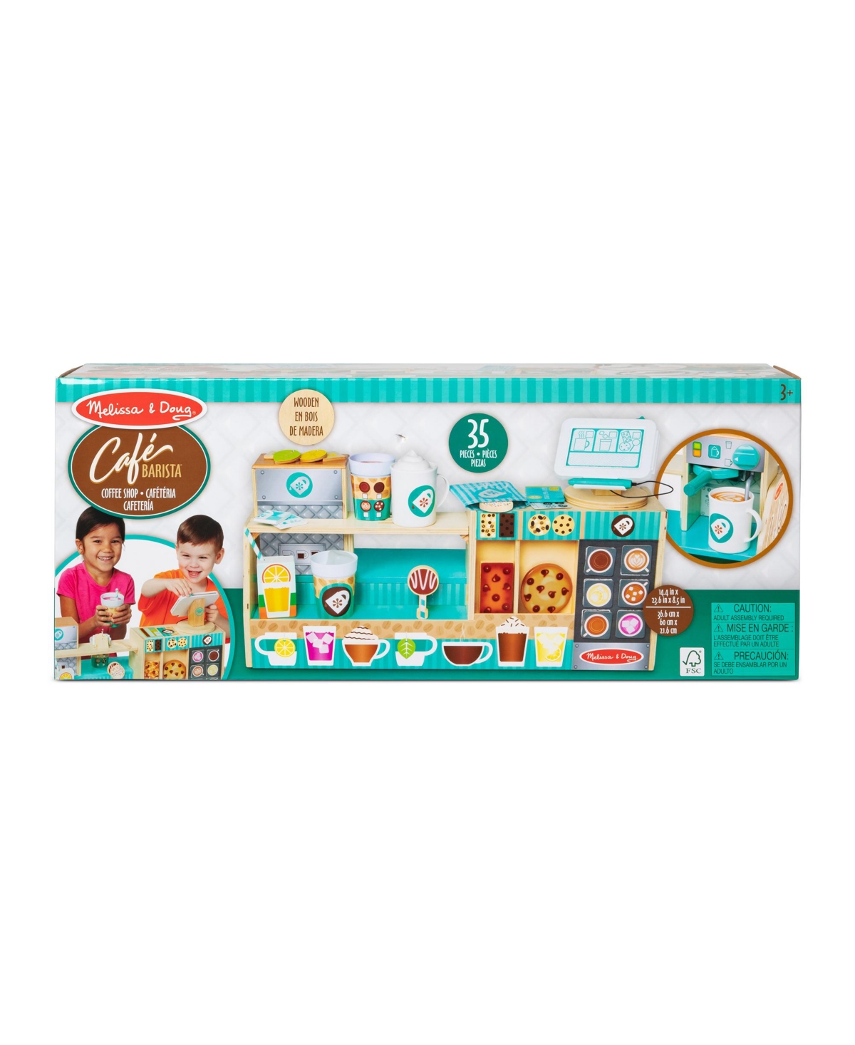 Melissa & Doug Wooden Cafe Barista Coffee Shop 35 Piece Set In Multi