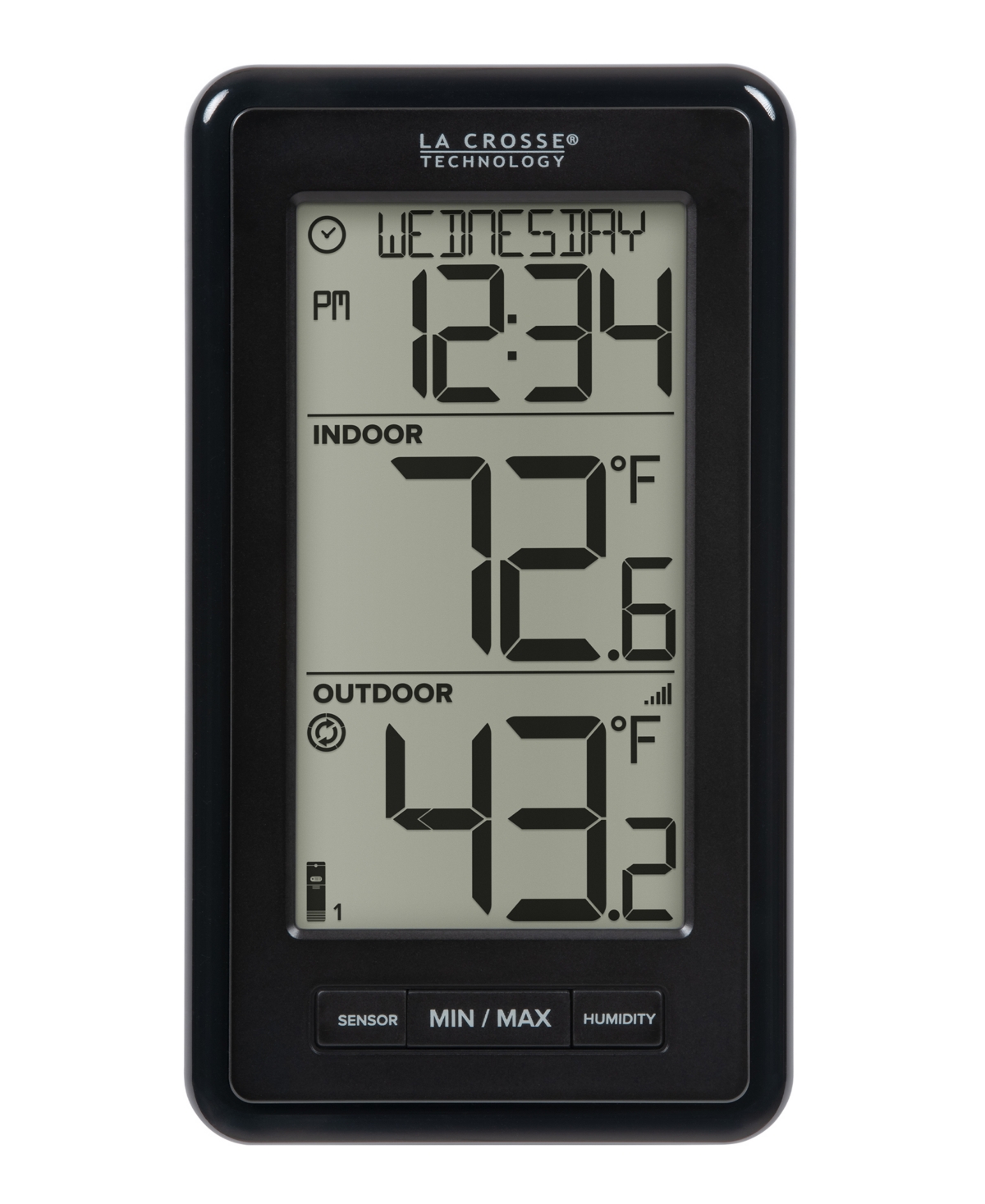 La Crosse Technology 308-43647-int Wireless Digital Black Thermometer With Indoor Humidity