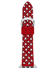 Women's Red Heart Print Silicone Band for Apple Watch, 38mm, 40mm, 41mm