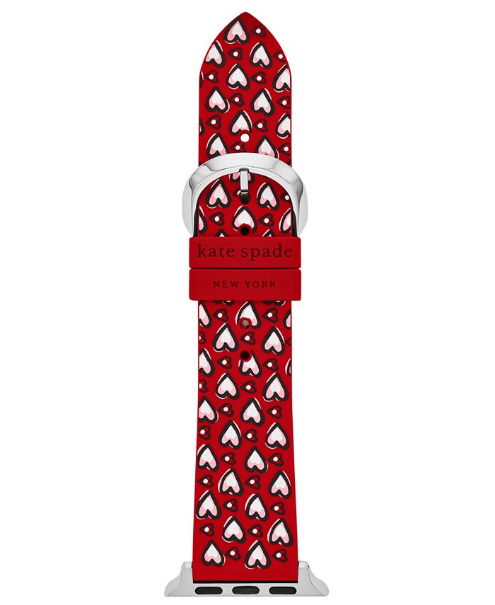 kate spade new york Women s Red Heart Print Silicone Band for