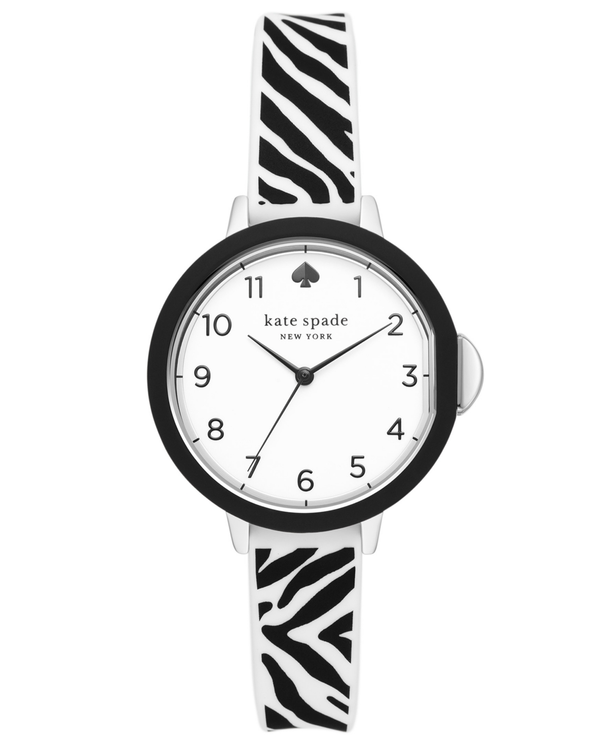 Kate Spade Women's Park Row Three-Hand Zebra Print Silicone Strap Watch 34mm