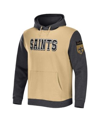 Men's NFL x Darius Rucker Collection by Gold, Charcoal New Orleans Saints Colorblock Pullover Hoodie